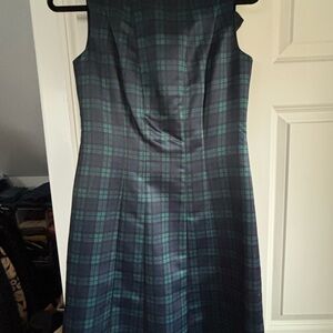 Brooks Brothers Navy and Green Plaid Midi Dress